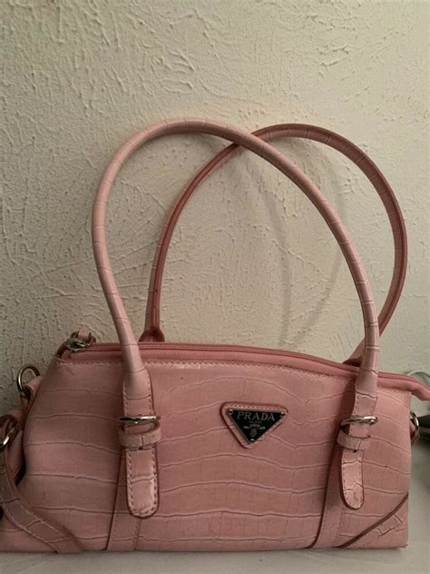 used prada 1913 pink croc handbag|prada bag 2010.